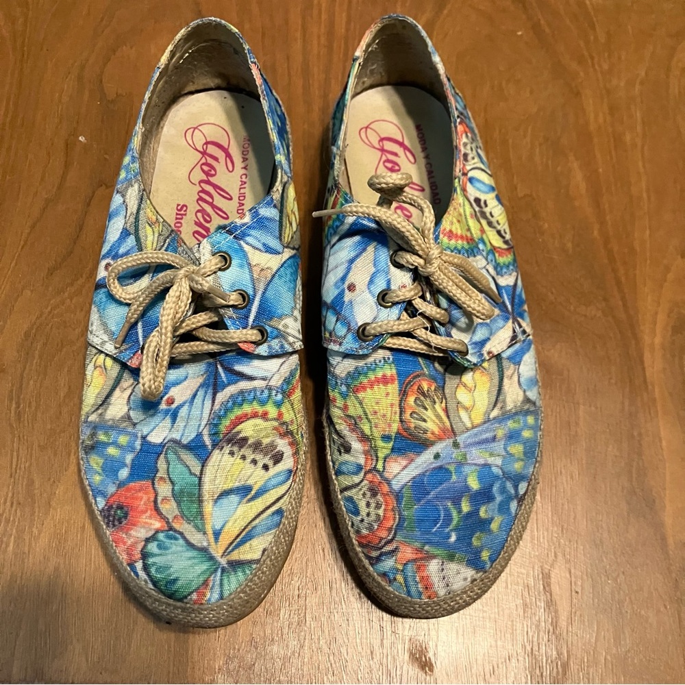 🎉MOVING SALE 🎉 
Mexican Butterflies Sneakers Blue